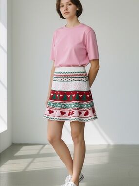 Born Famous A-line Fair Isle Knit Skirt